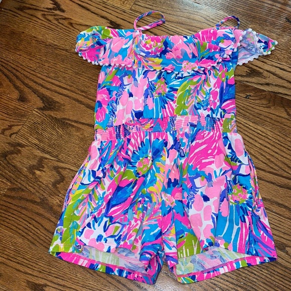 Lilly Pulitzer Girls Multi Gumbo Limbo Leonie Romper in Large (8-10) NWOT - Picture 8 of 10